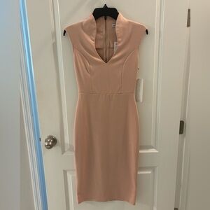 Pink almost famous bodycon v-neck sleeveless dress. Small collar. Medium.